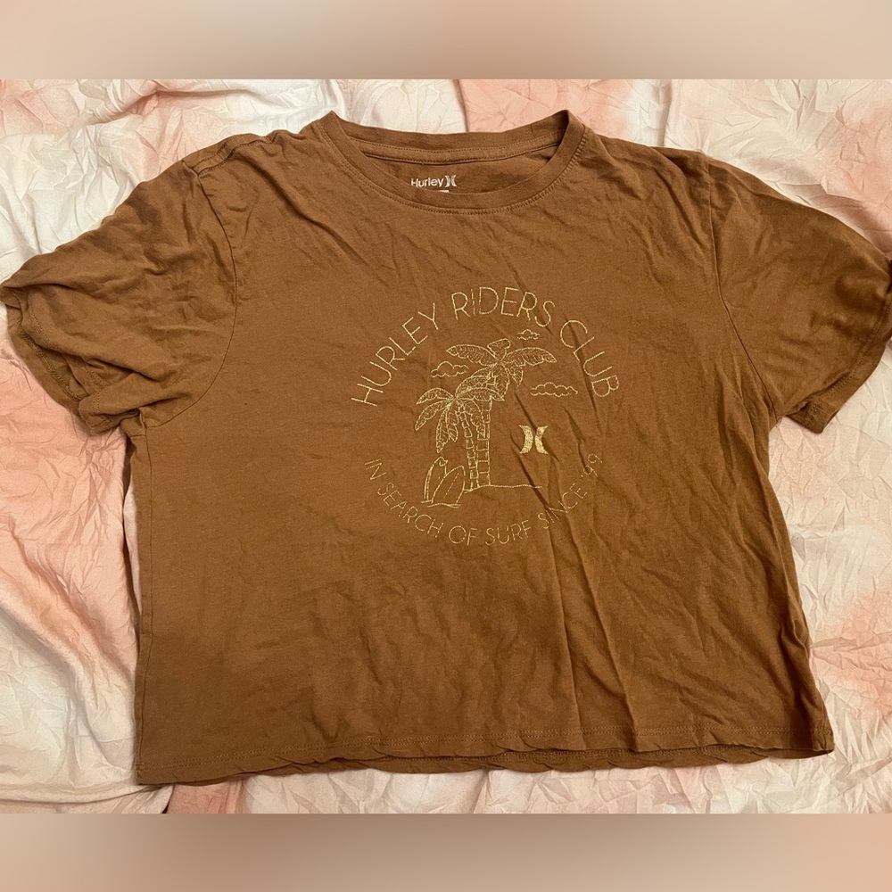 Hurley brown graphic crop top